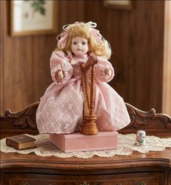 Gorgeous Rare VINTAGE CUSTOM HARP PLAYER MUSICAL DOLL 11" Inches Tall EXCELLENT CONDITION!