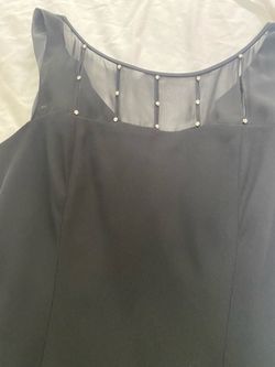 Evan Picone Black Sleeveless Top with Sheer Rhinestone Neckline