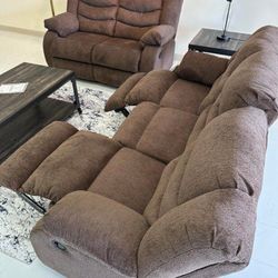 Tulen Chocolate Reclining Living Room Set Sofa And Love seat 