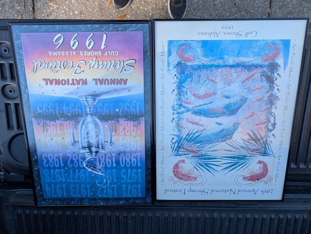 1996 and 1999 Gulf Shores Shrimp Festival Art and Frame