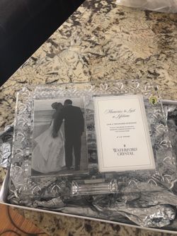 Large Waterford Crystal Glass wedding double frame. A beautiful piece.