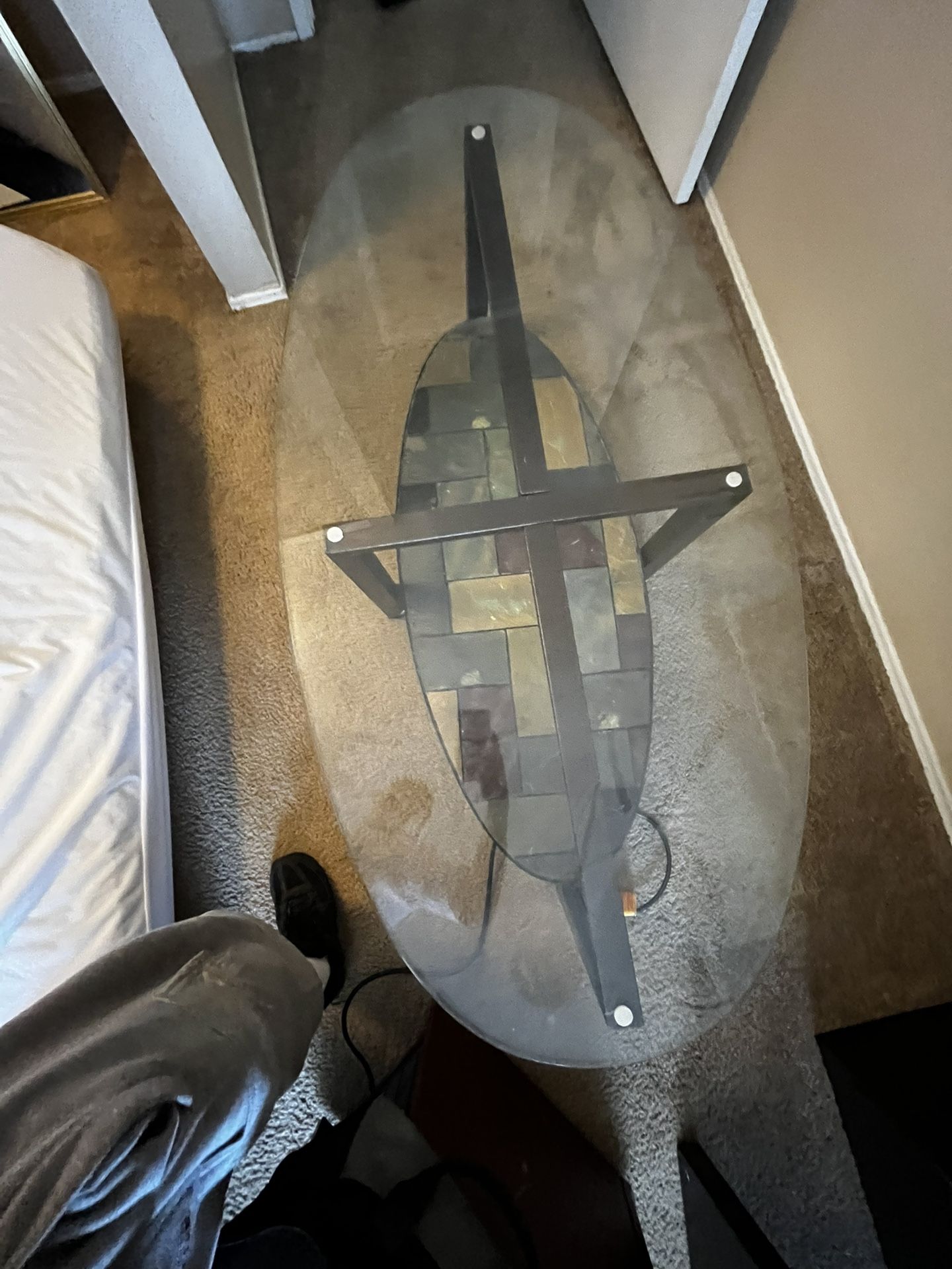 Glass Steel Coffee Table