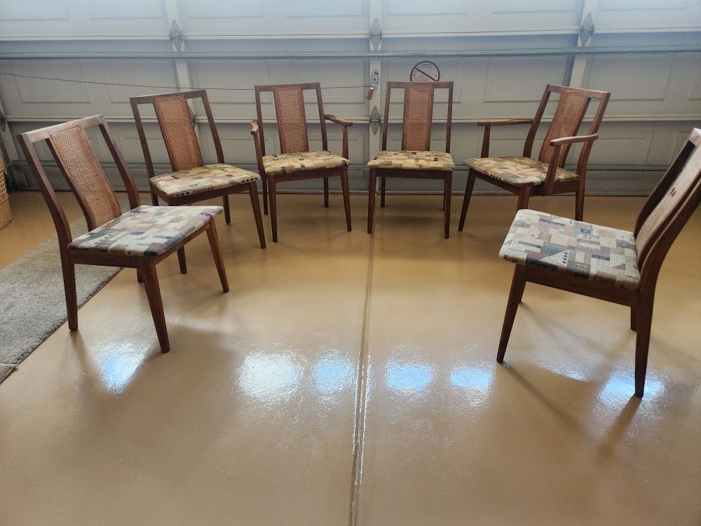 6 Chairs Mid Century 2 Have Arm Rests Teakwood