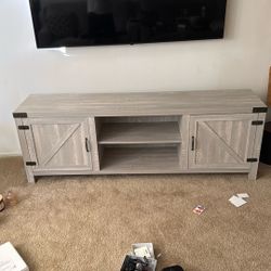 Walker Edison Georgetown Modern Farmhouse Double Barn Door TV Stand for TVs up to 80 Inches, 70 Inch, Stone Grey 