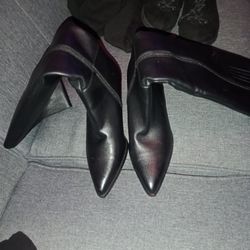 Black Leather Heel Boots Size 7 And Black Swade Boots Size 9 And A Half