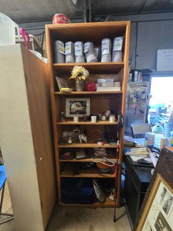 7-tier wood, shelf with height adjustable shelf boards