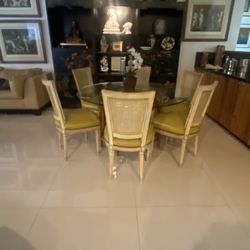 6 Solid Wood Dining Chairs W Cane Back Sold As A Set