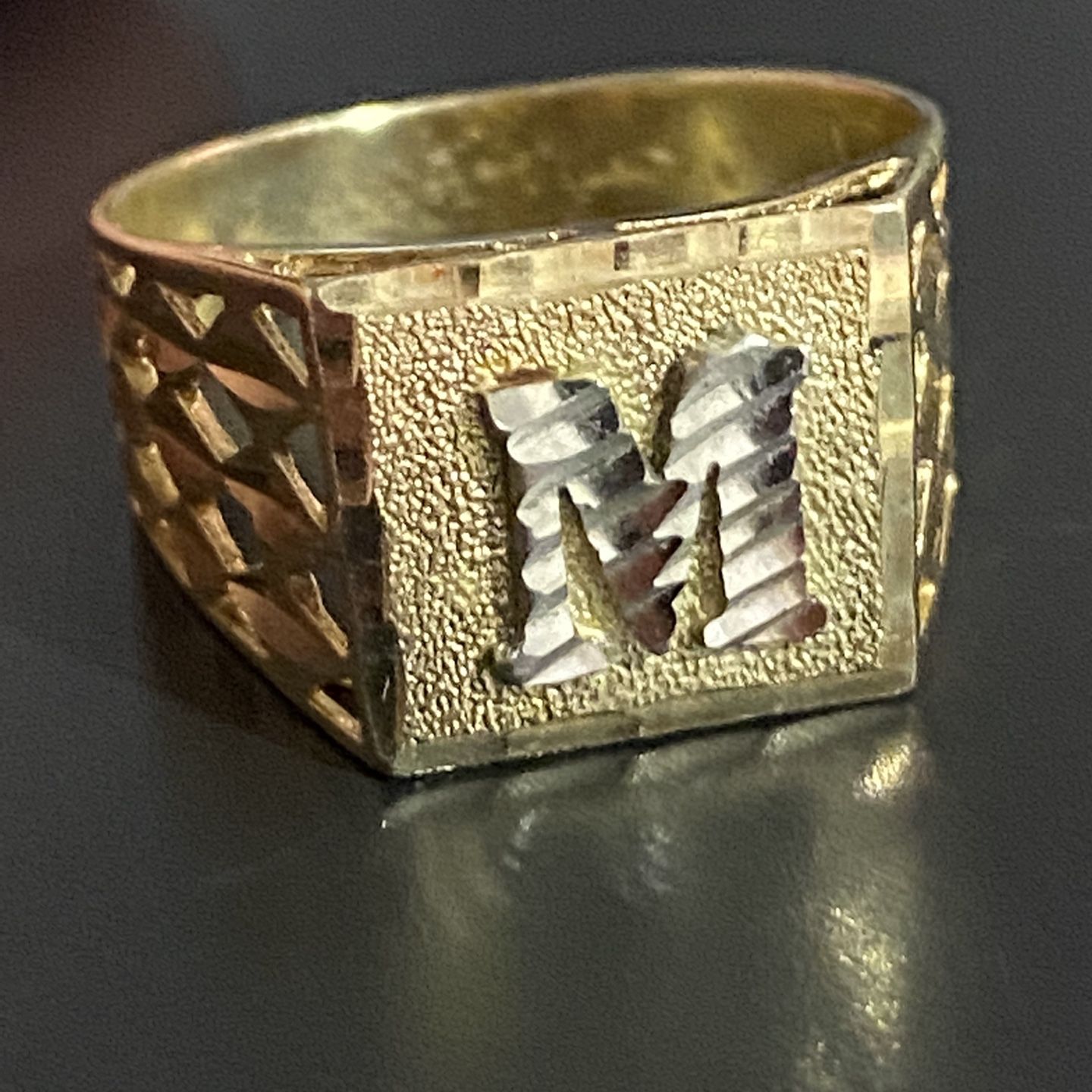 10k Solid Gold Ring  “M” Size 9 