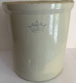 Vintage Robinson Ransbottom #5 Crown Stoneware Crock.