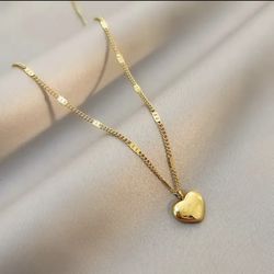HEART GOLD PLATED, STAINLESS STEEL PENDANT