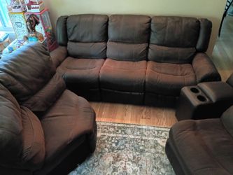 FREE Brown Leather Reclining Modular Sectional Sofa