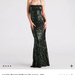 Lacie Formal Sequin Lace-Up Mermaid Dress