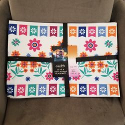 Colordrift Halloween Multicolor Sugar Skull Day Of Dead Cloth Placemats Set Of 4