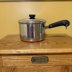 Vintage 3Qt Revere Ware Copper Bottom Saucepan With Lid.        P