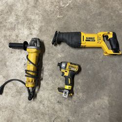 Grinder, Impact Driver, & Sawzall