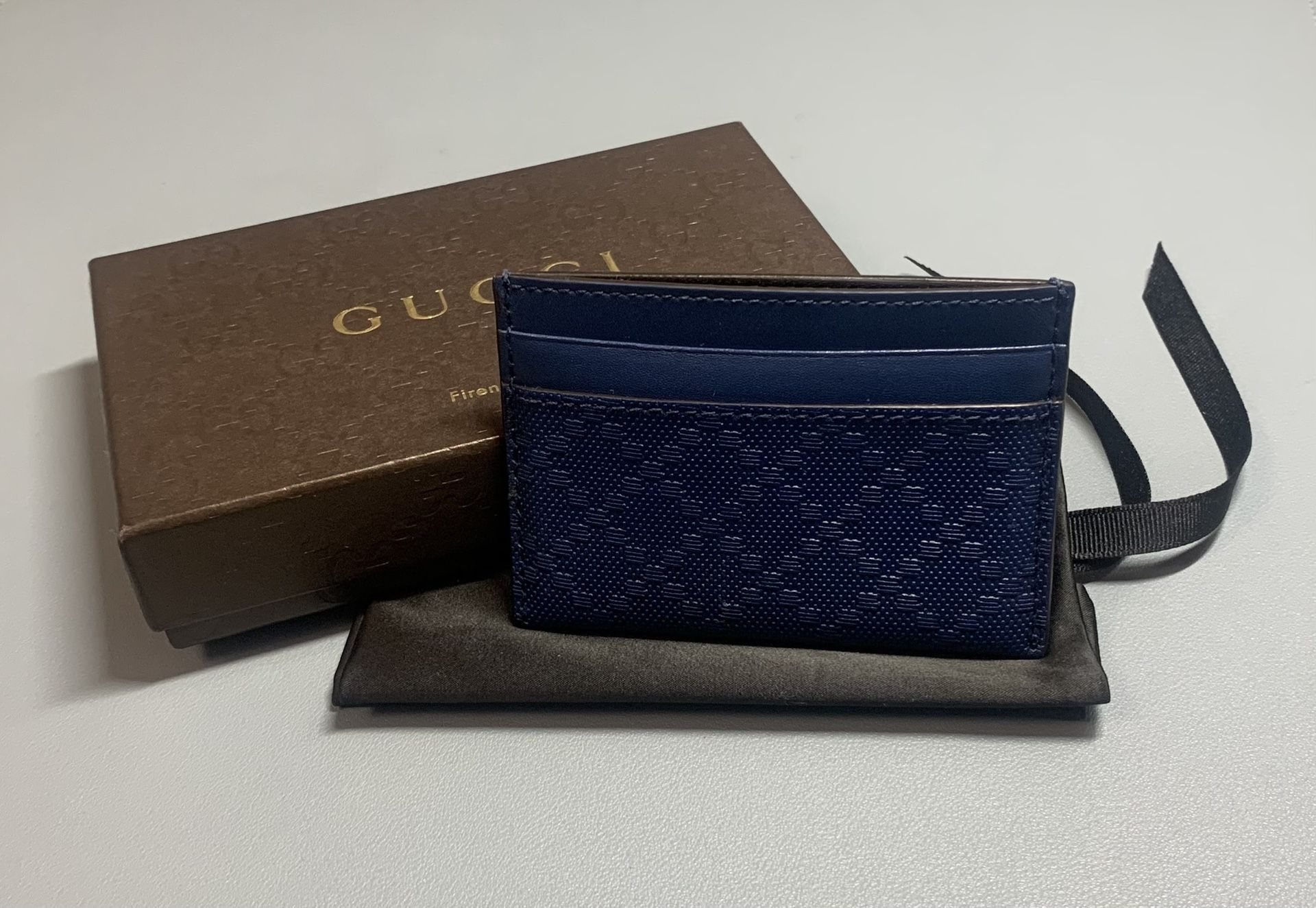 Gucci Diamante Leather Card Holder (Blue)