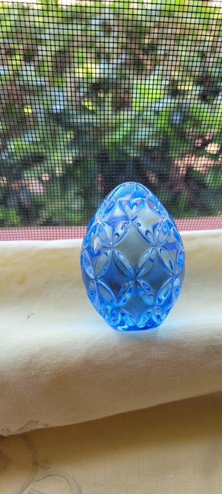 Waterford Easter Blue Crystal Egg, Paperweight Perfect Condition Signed On Bottom. 