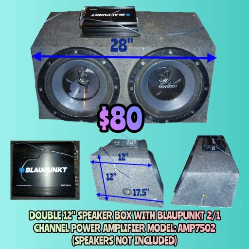 CUSTOM WOOD SPEAKER BOX WITH BLAUPUNKT AMPLIFIER MODEL: AMP7502 