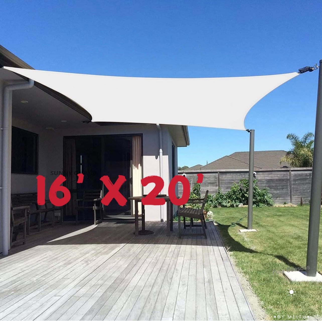 Sun Shade Sail 16' X 20' Rectangle Cream