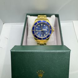 Brand New Blue Face / Gold Band Designer Watch With Box! 
