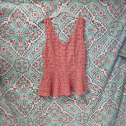 Forever 21 Pink Back Zip Sleeveless Top, Size S