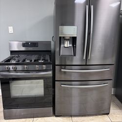 Samsung 4 door black stainless steel &. Samsung 5 burner black stainless steel set