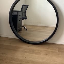 Large Round Black Framed Mirror