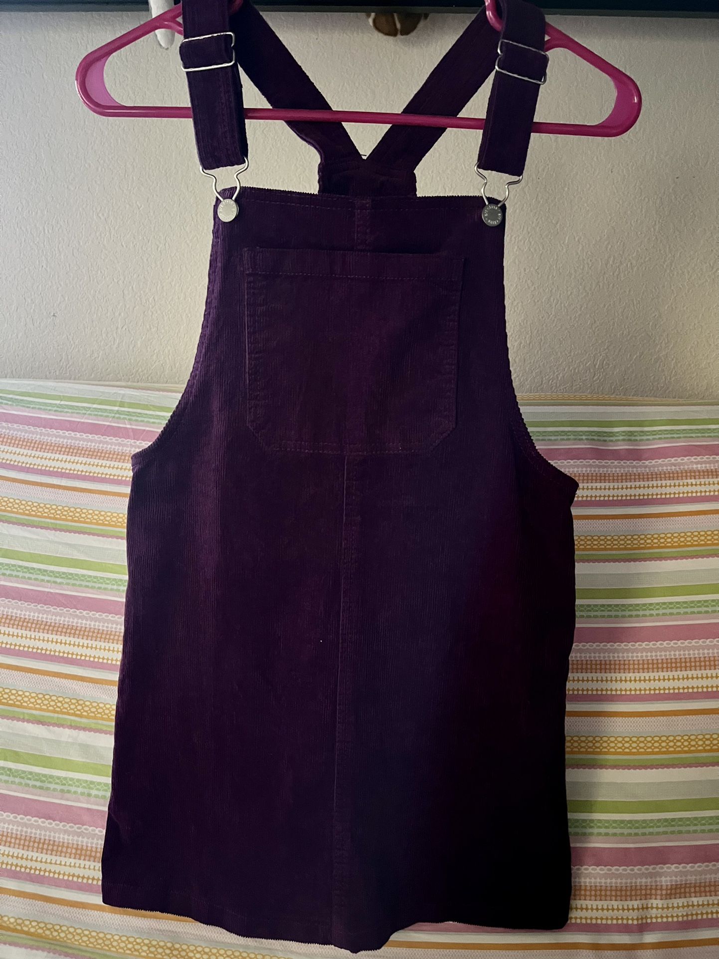 girls L (10/12) purple corduroy overall dress