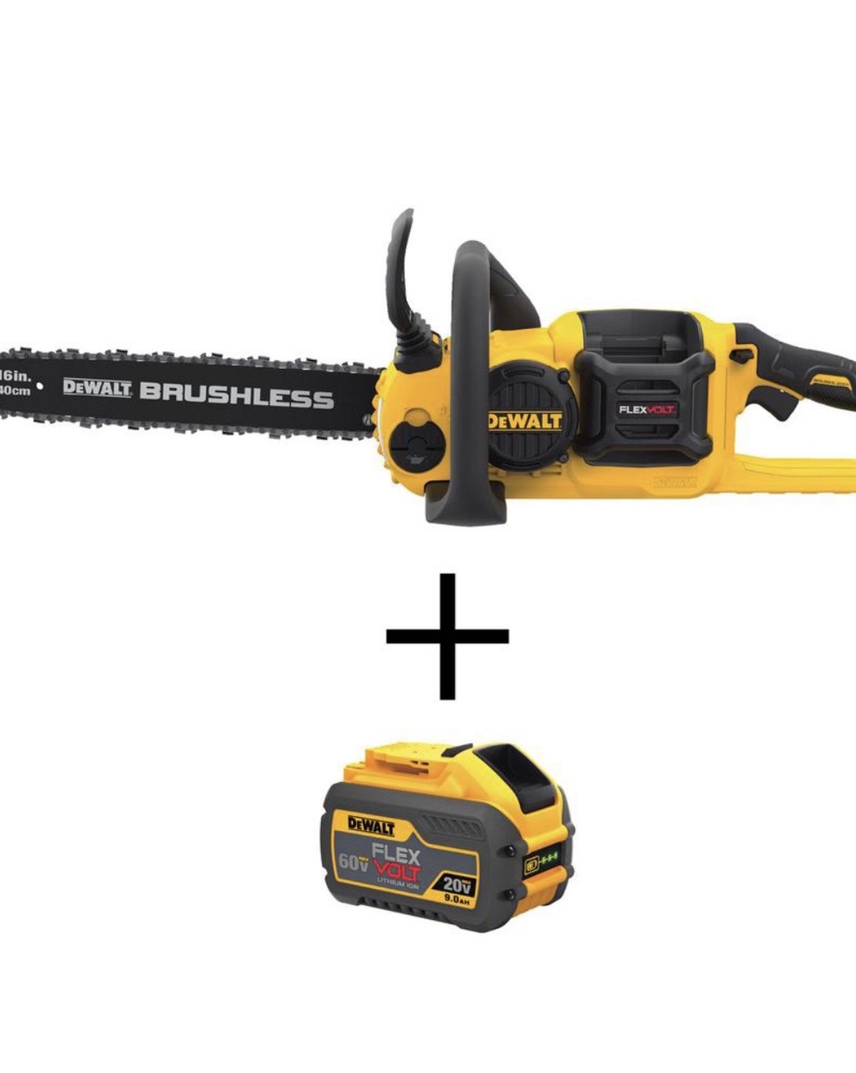 DeWalt 60-Volt MAX Lithium-Ion Cordless FLEXVOLT Brushless 16 Inch Chainsaw with 2.0Ah Battery and Charger Included