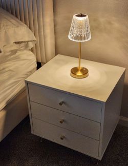 2 White Nightstands with Gold Metal Legs