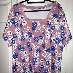 LuLaRoe Martha Floral Print Square Neck Top - Woman’s Size 3XL