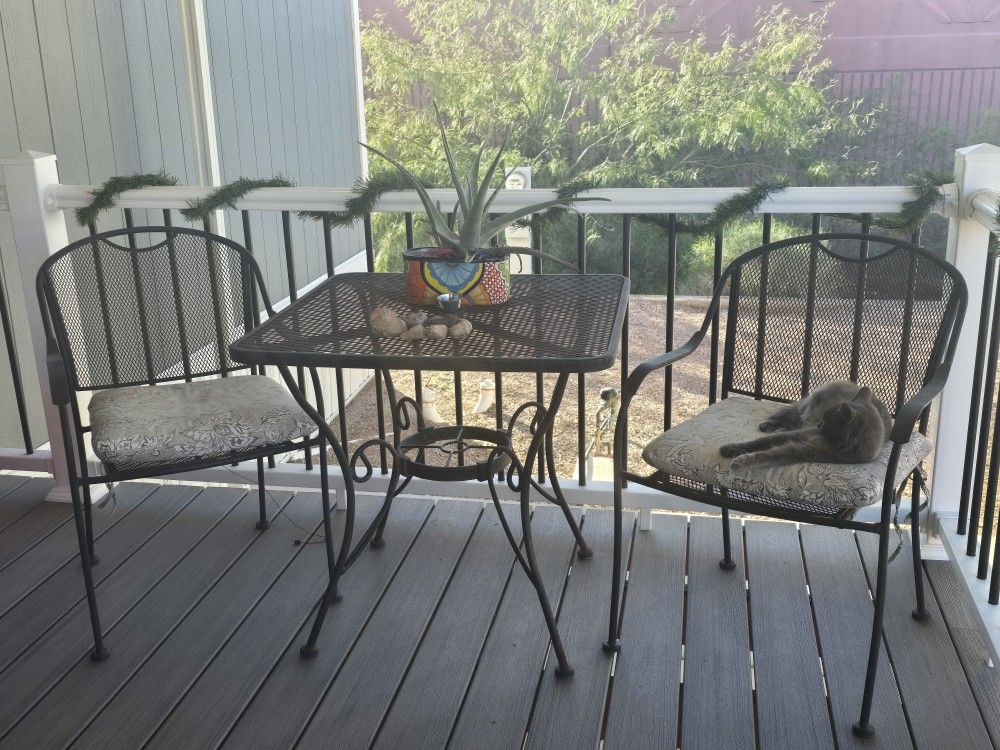 Wrought Iron Table And 2 Chairs
