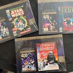 LIMITED EDITION STAR WARS EPISODES IV,V,VI DVDs WITH GRAPHIC NOVELS. BRAND NEW NEVER OPENED