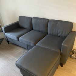 Brand New Dark Grey Couch With Detachable Ottoman 