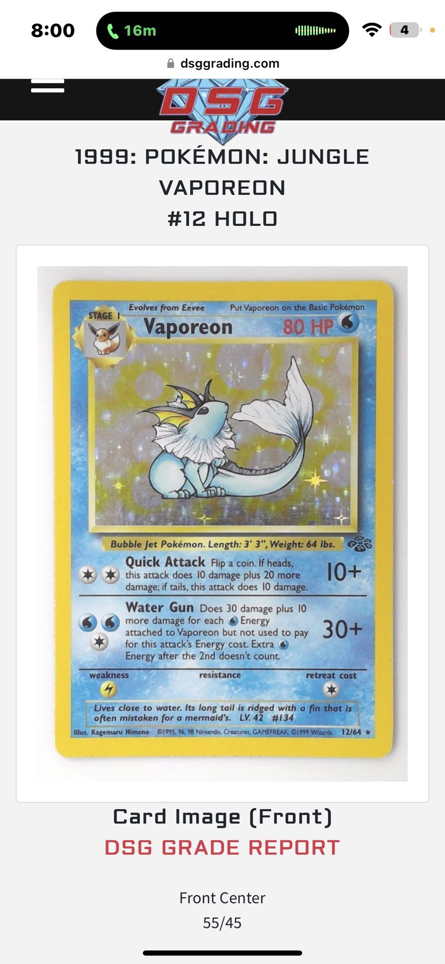 DSG Graded 1999 Vaporeon Holo Pokmon Card for Sale in Las Vegas, NV -  OfferUp