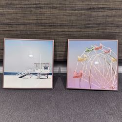 Set of 2 Framed Coastal Prints – 12” x 12”