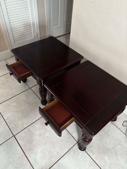 Pair Of Solid Wood End Tables- 24”x24”x20”H