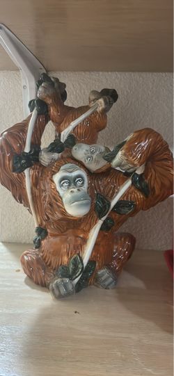 Ceramic Orangutan Figurine with Baby