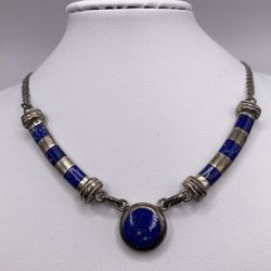 Lapis Lazuli Vintage 925 Necklace 