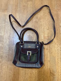 Etienne Aigner Tweed and Leather-Trim Top Handle Crossbody Bag