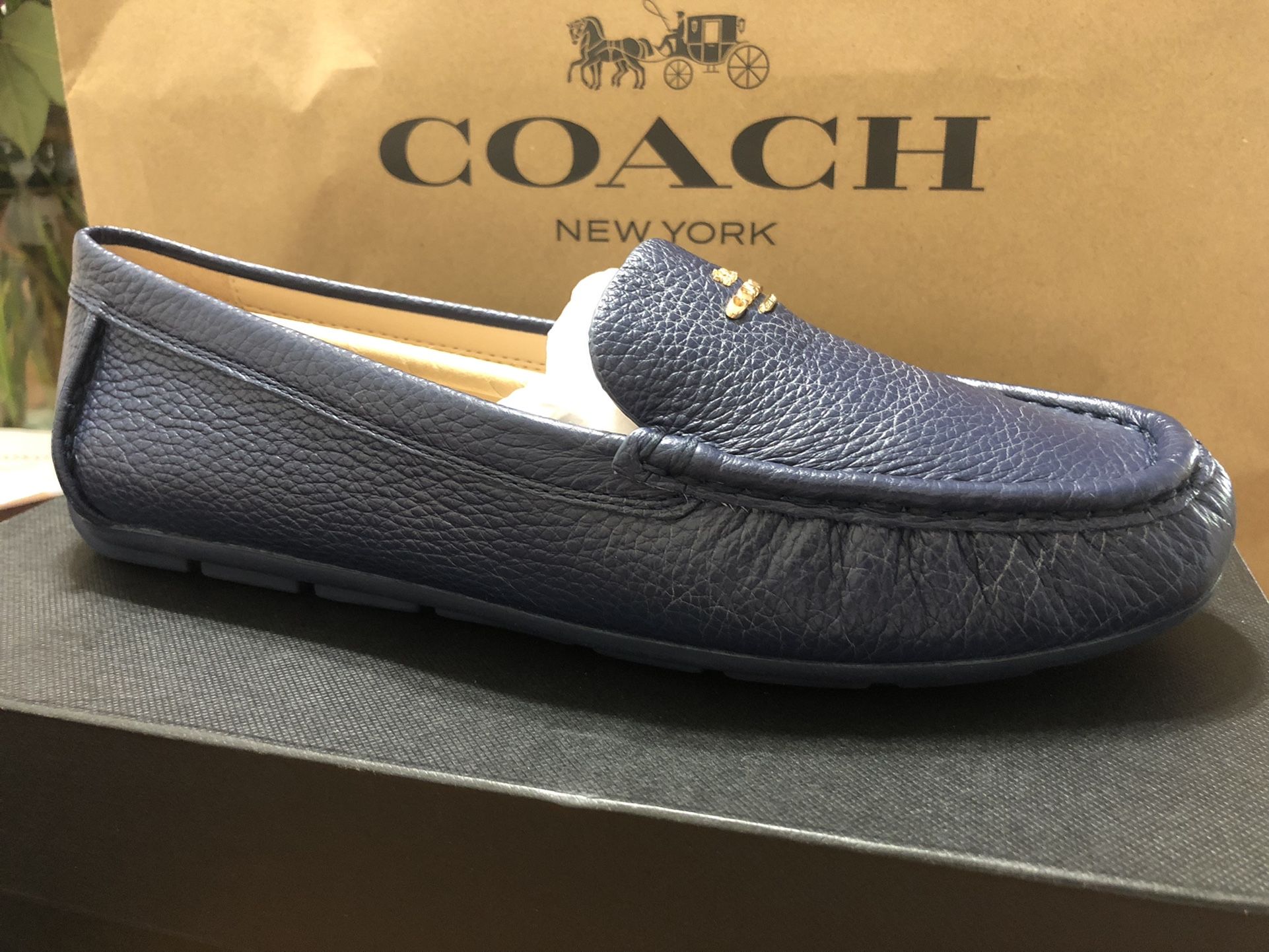Coach Marley Leather Driver Slip On Loafer Style G4835 Size 8 True Navy