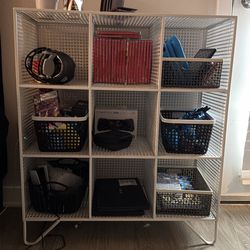 White metal cube storage