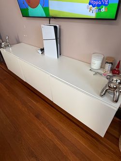 White Low-Profile TV Stand Cabinet