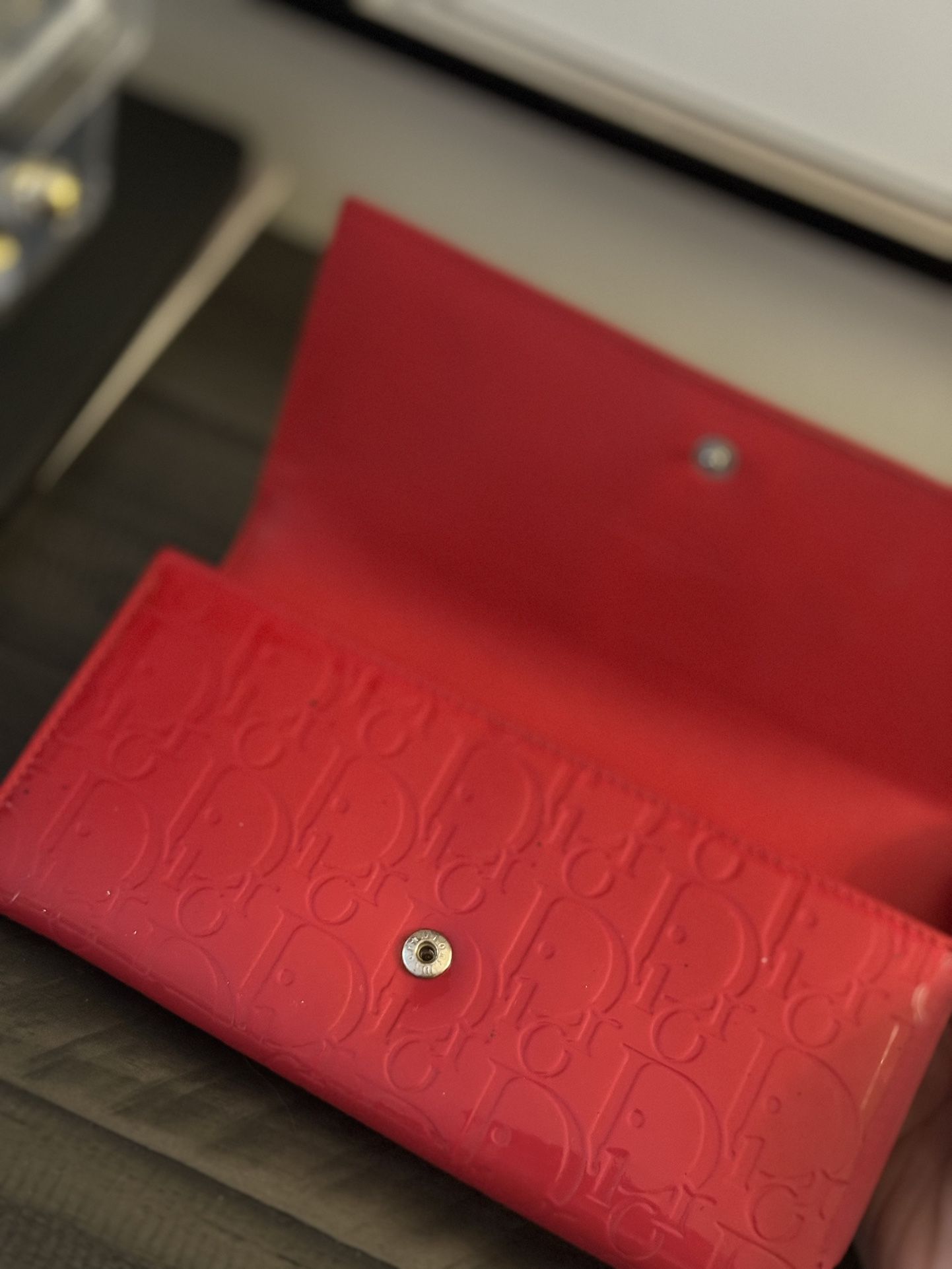 Long Red Patent Leather Dior Wallet