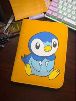 hand painted pokemon binder piplup 4 pocket