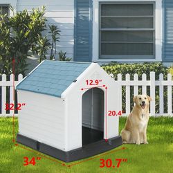 Plastic Pet House Shelter Indoor Outdoor, Medium, Blue