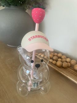 Starbucks Strawberry Bear Glass Cup