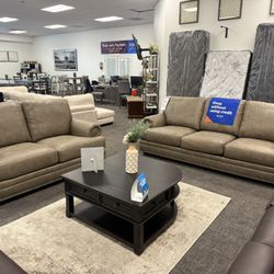 2pc Brown Sofa & Loveseat Set - $0 Down Financing 