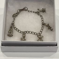 Disney Characters Silver Charm Bracelet Mickey Minnie Goofy Donald and Pluto