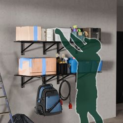 B636 $115  2 Pack 2x6ft Heavy Duty Garage Wall Shelving, 1600LB Weight Capacity, 24"x72" Adjustable Commercial Grade Steel Storage Rack for Garage, Ba